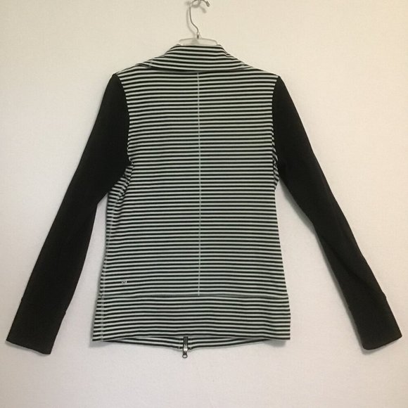 Lululemon Daily Yoga Jacket Classic Stripe Mint Moment Black/Black Size 10 - Picture 9 of 15